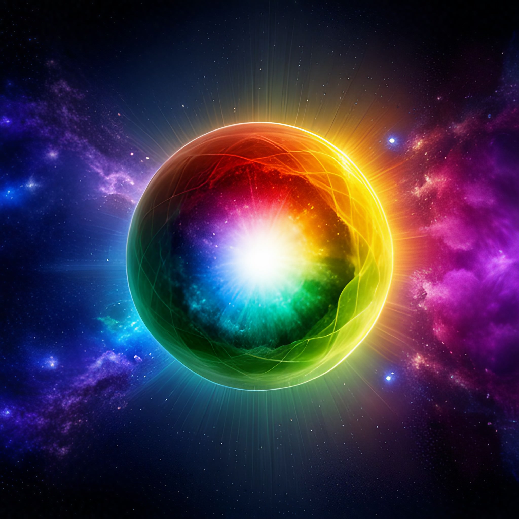 Color theory and color wheel in space abstract